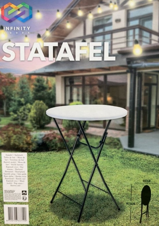 Infinity Goods 2 stabile Tische - Partytisch - stabil und wetterfest - klappbar - 80cm x 110cm - Party - Weiß/Grau