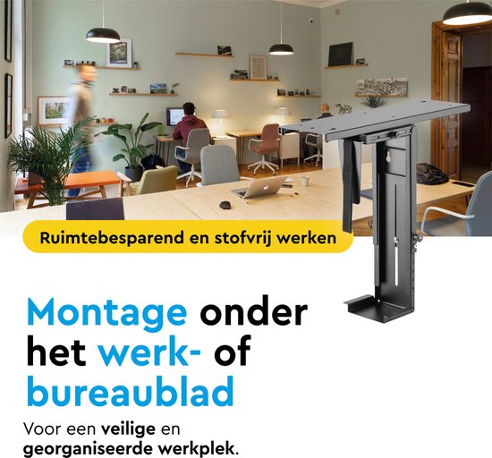 BRASQ Universal CPU-Halterung Schwarz - Verstellbarer CPU-Ständer - Kabelmanagement - 360-Grad-Drehung - Kapazität 10 KG