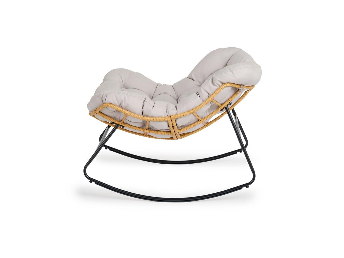 Lifa Garden Rattan-Schaukelstuhl mit Kissen – Naturfarben – 110 x 70 x 90 cm