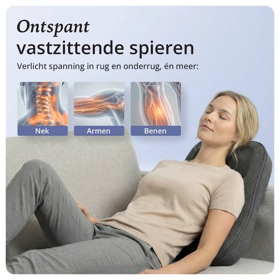 Lifeproducts Massagegerät für den Rücken – Rückenmassagegerät – Shiatsu-Massagekissen – Massagegeräte mit Wärmefunktion