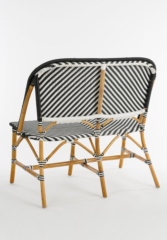 Mica Decorations Mandox Outdoor-Sofa – L 98 x B 60 x H 93 cm – Rattan – Schwarz, Weiß