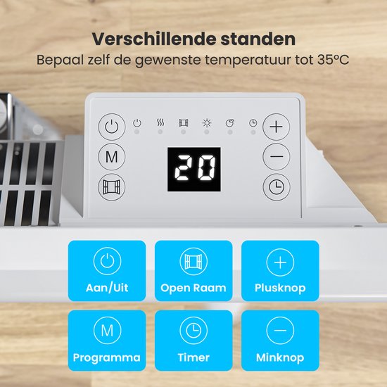 Auronic Konvektorheizung - 1000W - Elektroheizung - 3 Stufen - Metallheizkörper - Freistehend - Räder - Weiß