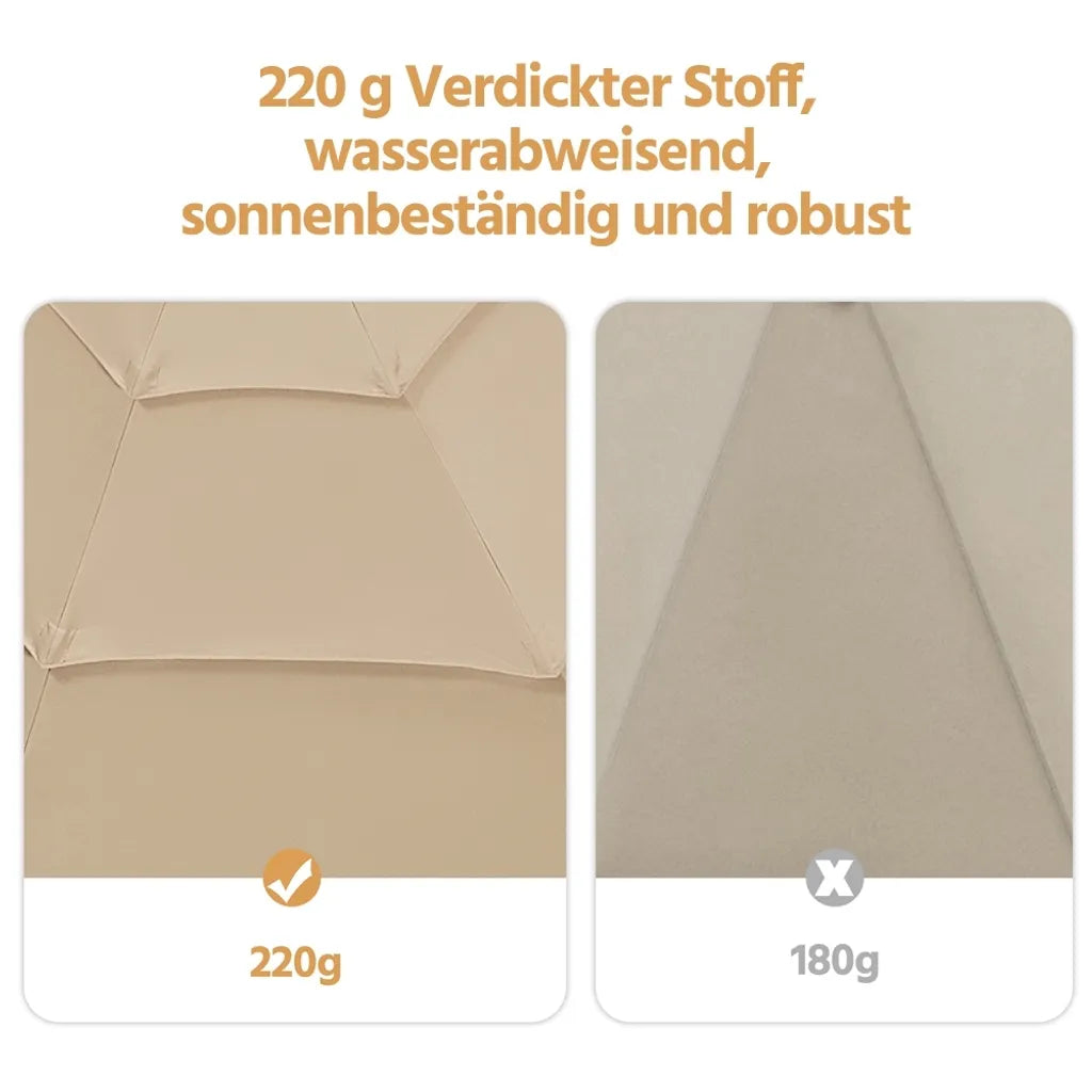 Yaheetech 3-lagiger, neigbarer Sonnenschirm, Ø 324 cm, hellbraun