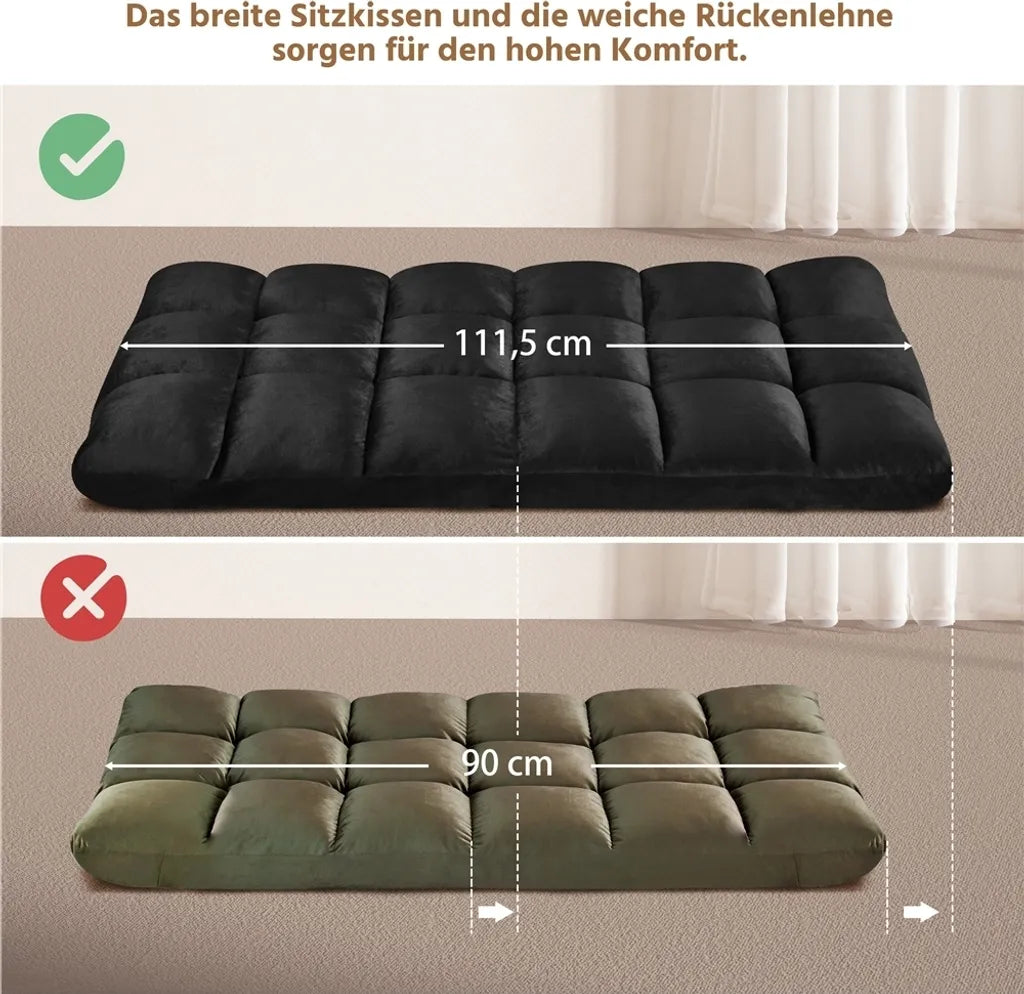 Yaheetech Floor Chair 111,5 x 53 x 57 cm Schwarz 14-Position Verstellbare Rückenlehne Gaming Relax Chair