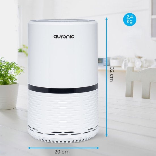 Auronic Luftreiniger - Luftreiniger mit HEPA-Filter - Entfernt 99,97% - 25W - 3 Stufen - Weiß