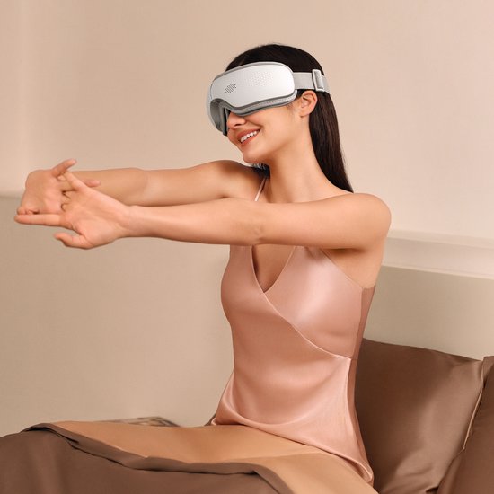 SKG – Kabelloses Augenmassagegerät – 5 Modi: Kompression + Wärme & Bluetooth – ES300 – Weiß
