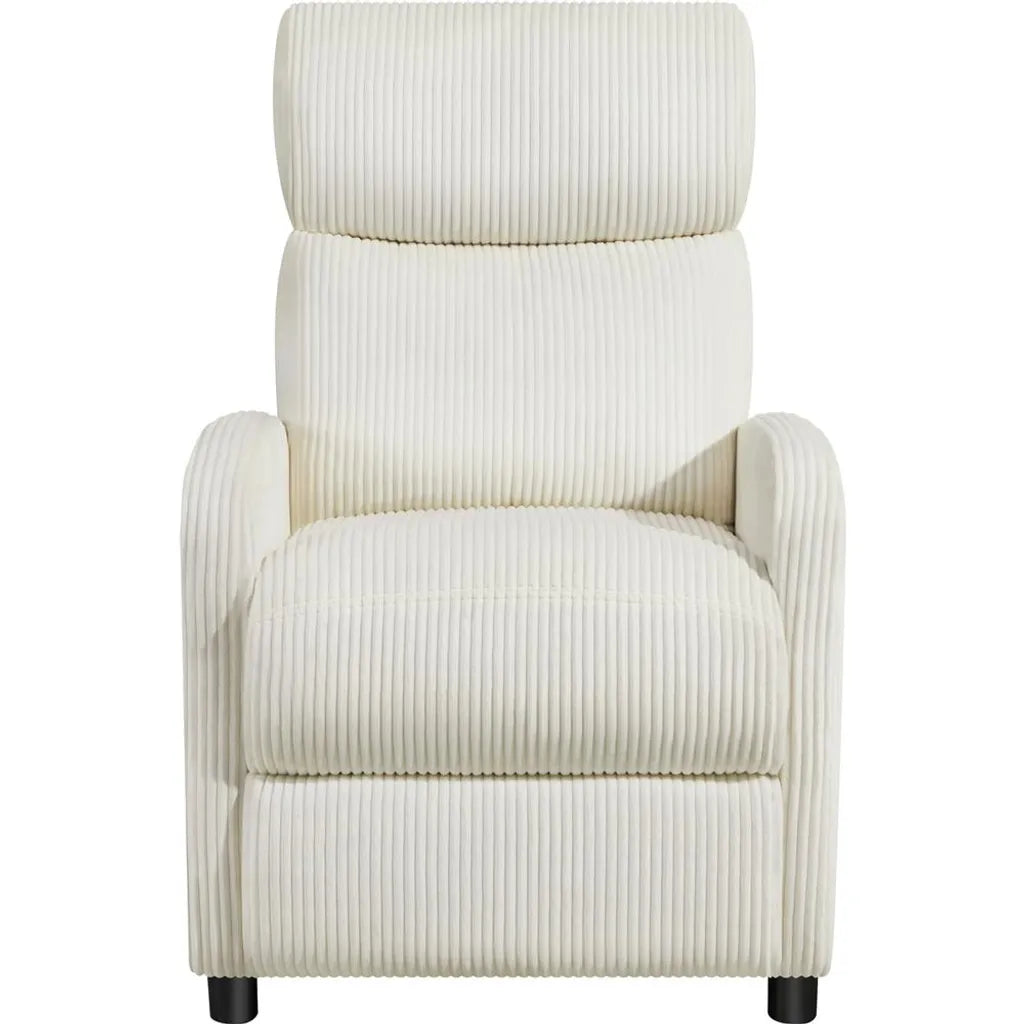 Yaheetech Relaxsessel aus Cord mit verstellbarer Fußstütze – Beige – 61,5 x 87 x 99 cm – max. 120 kg