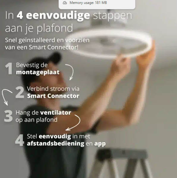 FlinQ AeroGlow - Smart Ceiling Fan - Beleuchtung - Weiß