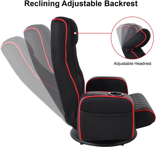 VDD Gaming – Gaming-Stuhl – Bodensessel – Gaming-Stuhl schwarz/rot – Verstellbarer Bodensessel