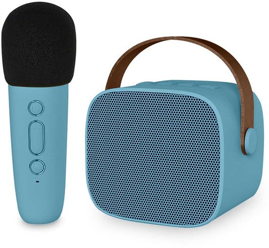imoshion Karaoke-Set für Kinder und Erwachsene - Bluetooth-Lautsprecher mit drahtlosem Mikrofon - Soft Blue