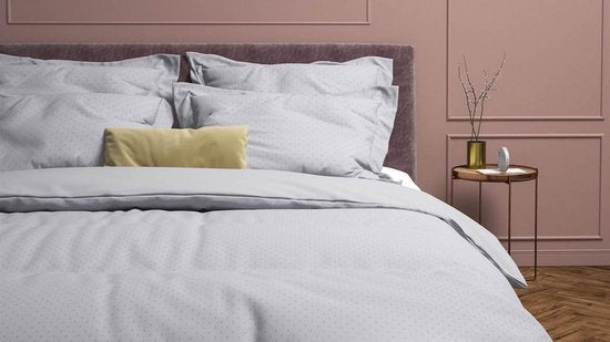 Heckettlane Bettbezug „Punto“ – Bettwäsche mit Punkten – 260 x 200–220 cm – Einzelbetten XL – Grau – Bettbezug aus 100 % Baumwollsatin