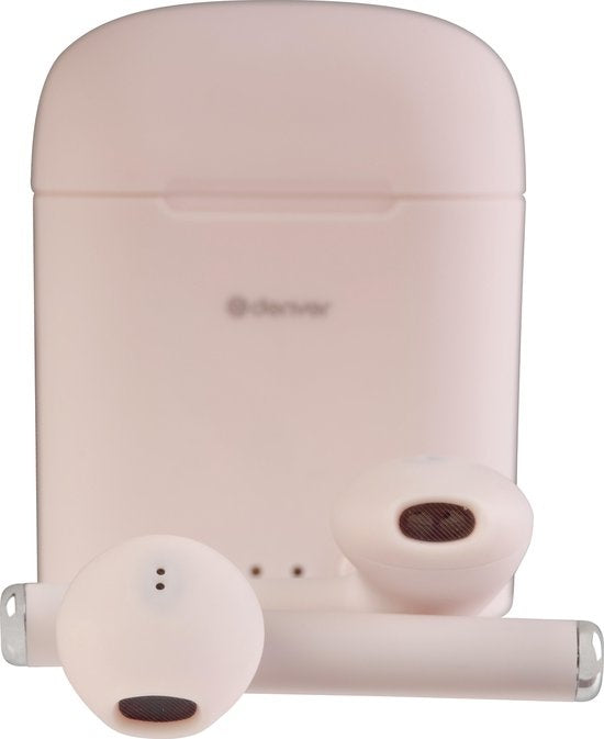 Denver TWE-46 - Ohrhörer - Drahtlos - Drahtlose Ohrhörer - Bluetooth - mit Ladebox - Freisprecheinrichtung - Sport - Headset - In-Ear - Bluetooth 5.0 - Pink