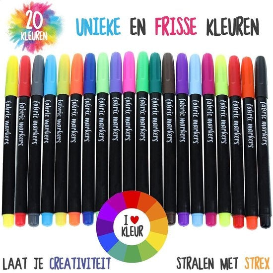 Strex Textilmarkierer - 20 Stück - Kleidungsmarkierer - Textilmarkierer