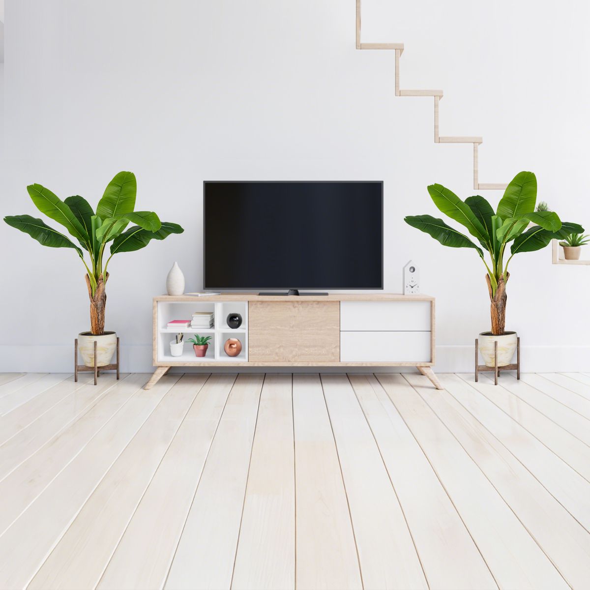 Coast Kunstpflanzen-Set – Tropische Palme und Paradiesvogelblume – 2 Stück – 107 cm – Grün