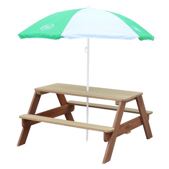 AXI-Sonnenschirm in Grün/Weiß – Kindersonnenschirm (125 cm) für Kinder  – Passend zu AXI-Picknicktischen, Wassertischen und Sandkästen