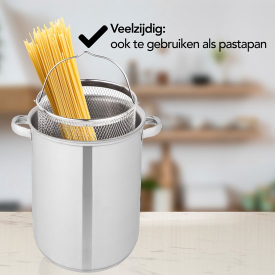 Aviro Spargelpfanne - Nudelpfanne - Ø 16,5 cm - 23cm hoch - 4,2L - Multifunktional - Für alle Wärmequellen geeignet - Edelstahl