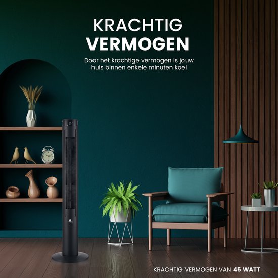 AirKing Turmventilator 117cm - Säulenventilator mit Fernbedienung - Timer - 3 Geschwindigkeitsmodi - Oszillation & dimmbarer LED-Bildschirm - Energieeffizient - Ventilator zur Raumkühlung - Schwarz