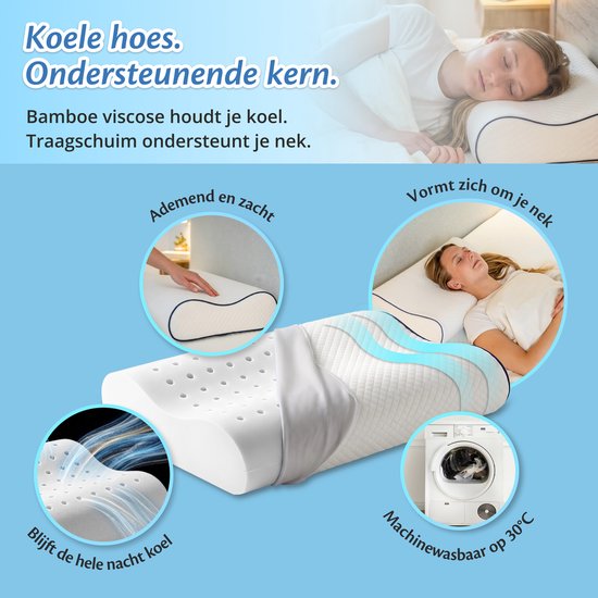 Ella Wave-Soft Orthopädisches Kopfkissen für Rücken- und Seitenschläfer – Ergonomisches Nackenstützkissen aus Memory-Schaum – Schlafkissen bei Nackenbeschwerden 60 x 40 cm – Weiß
