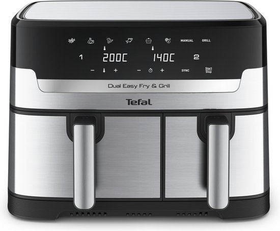 Tefal Dual Easy Fry & Grill EY905D – Heißluftfritteuse XXL – Edelstahl – 2700 W – 8,3 l