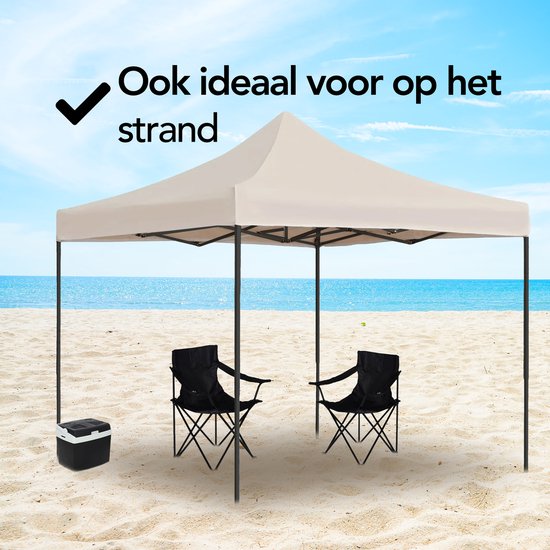 Brixy Partyzelt - faltbar - leicht aufbaubar - 3x3m - wasserdicht - Pavillon - inkl. Tragetasche - Creme