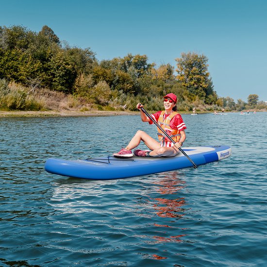 LifeGoods SUP Board All-round Compact - 100 KG Belastbarkeit - Aufblasbar - Komplettes SUP Paket - Blau