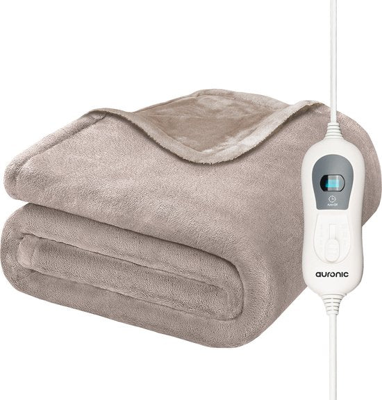 Auronic Electric Heat Blanket - Überdecke - 2 Personen - 3 Wärmestufen - Mit Timer - 200 x 180 cm - Taupe