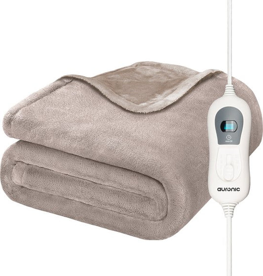 Auronic Electric Heat Blanket - Überdecke - 2 Personen - 3 Wärmestufen - Mit Timer - 200 x 180 cm - Taupe