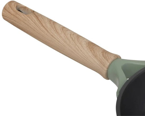 5Five Bratpfanne mit Glasdeckel – Für alle Herdarten geeignet – grün/beige – D28 x H13 cm – Sauteuse