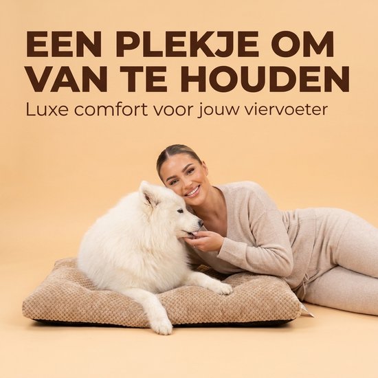 Hundekissen 100 x 70 cm – XXL-Liegeplatzkissen – Braunes Hundebett – Großes Tierkissen – Luxuriöse Hundematte