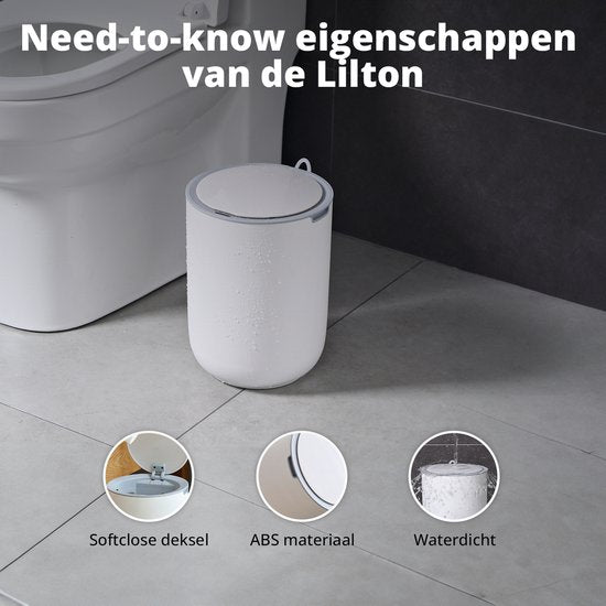 H&C Mülleimer - Sensor - Wasserdicht - 8L - 22 x 22 x 22cm - Weiß