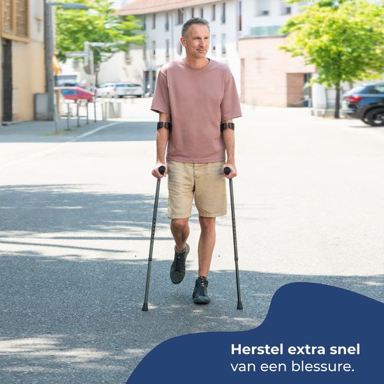 Sanicraft® Krücken - Ellenbogen Krücken - Rehabilitation - Walking Krücken - einstellbar - Ergonomische Gel Griffe - 2 Stück - faltbar - Schwarz