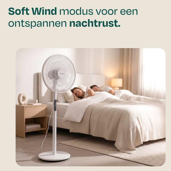 VONROC Standventilator – Ø 45,5 cm – 4 Geschwindigkeitsstufen & Schlafmodus – Timer – in 3 Höhen verstellbar – inkl. Fernbedienung – weiß