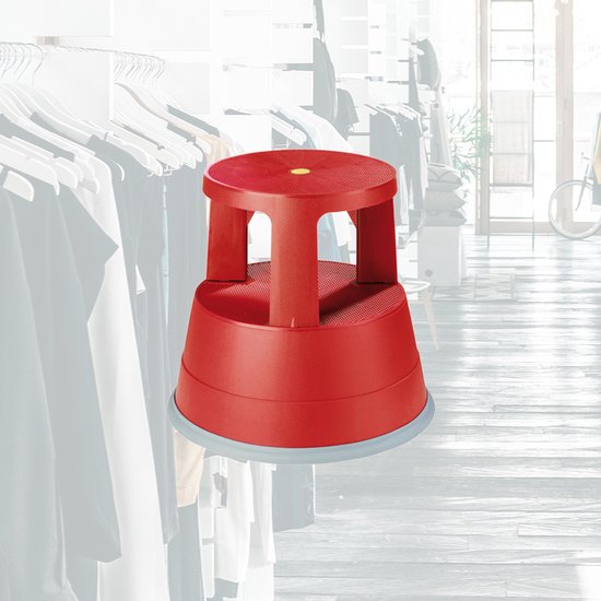 BRASQ Tritthocker Rot ST200 - Mobil - Kapazität 150 kg - Tritthocker - Tritthocker Erwachsene - Elefantenfuß