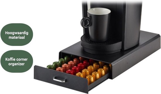 BRASQ Kapselhalter für Nespresso-Kapseln - Aufbewahrungsbox mit Schublade - 50 Tassen - Kaffeetassenhalter Schwarz