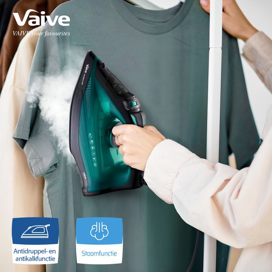 VAIVE TurboSteam 2400 Bügeleisen - Dampfbügeleisen - Dampfbügeleisen - 2400W - 320 ML Wassertank - Dampferhöhungsfunktion