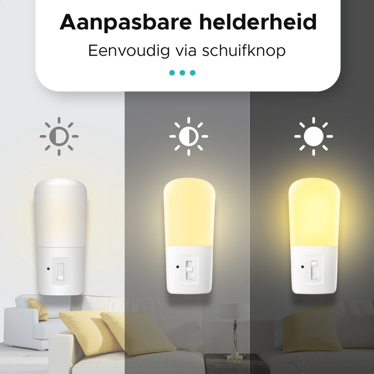 Qumax LED Nachtlicht Sockel 2 Stück - Dimmbare Nachtlichter mit Sensor - Babyzimmer Nachtlicht - Tag und Nacht Sensor - Kinder & Baby - Weiß