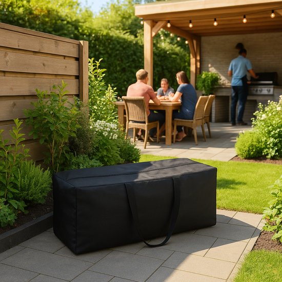 Kissensack für Gartenkissen XXL - Gartenmöbelhülle - Gartenmöbel-Aufbewahrungshülle - Wasserdichte Schutzhülle - Abdeckungen für Gartenmöbel - UV-Schutz - Wetterfest - Schwarz