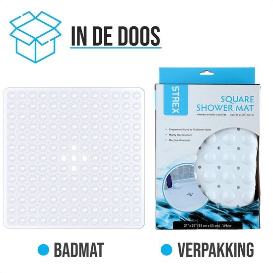 Strex Badematte / Antirutschmatte Dusche - 53x53CM - Mit Saugnäpfen - Duschmatte Antirutsch für Dusche - Badematte