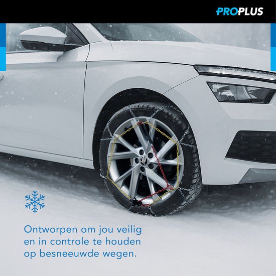 ProPlus Schneeketten – KNR255 – 16 mm Stahlglieder - Önorm-Gütesiegel – Sicherheit – Reifen – Schnelle und einfache Montage – Für verschiedene Reifengrößen – Inklusive Reparaturglieder und Aufbewahrungskoffer – 2er-Set – 4x4-Fahrzeug – Minivan, SUV/MPV