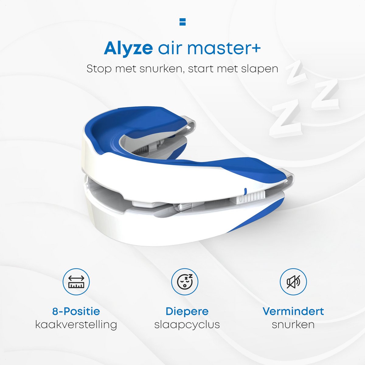 Alyze Anti-Schnarch-Halterung - mit Aufbewahrungsfach - sicher und einstellbar - Nachtprodukte - Nasenspreizer - Gebissschutz - Schnarchen - Gebiss - BPA frei