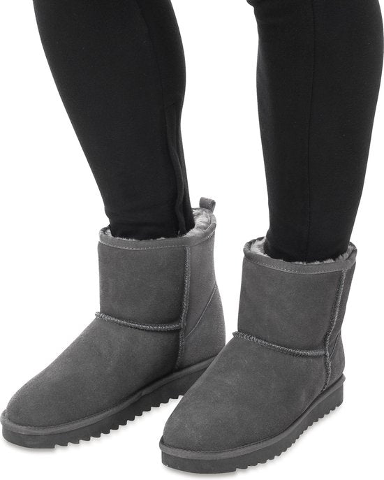 Hausschuhe Damen - Hausschuhe - Damenstiefel - Rutschfest - Memory Foam Fußbett - Grau - Größe 42