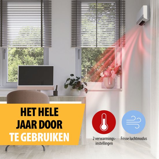 Tristar KA-5210 Keramischer Elektroherd - 2000W - mit Timer, Fernbedienung & Ventilatorfunktion - Wandmontage - energieeffizient