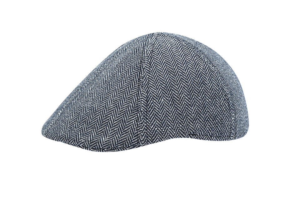 Milanoro Flat Cap in Navy - Zeitloses Fischgrätenmuster - Warm, atmungsaktiv und stilvoll für den Winter