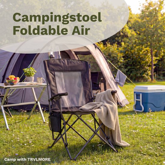 TRVLMORE Campingstuhl - klappbar - 150KG Tragkraft - inkl. Tragetasche - Klappstuhl - Angelstuhl - Campingstuhl - Klappstuhl - Grau