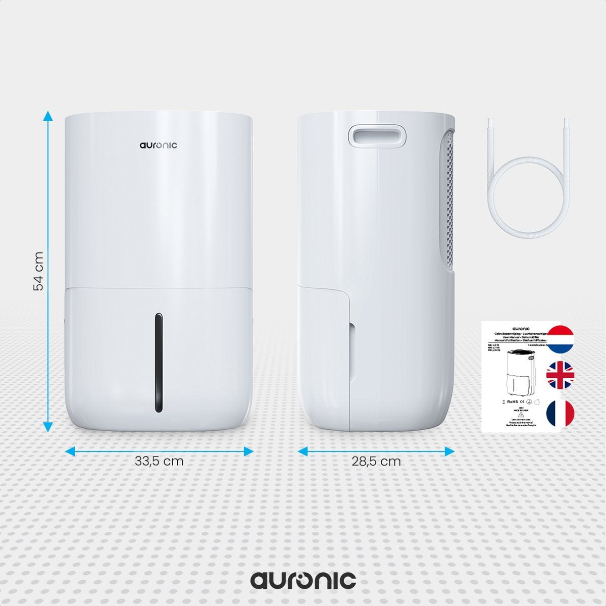 Auronic - Luftentfeuchter und Luftreiniger - Entfeuchtet 20 l pro Tag - Wash-Dry-Funktion - Weiß