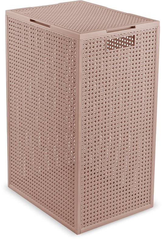 Curver Kaya Wäschekorb mit Deckel – 60 l – 38 x 29 x 58,5 cm – Warm Taupe
