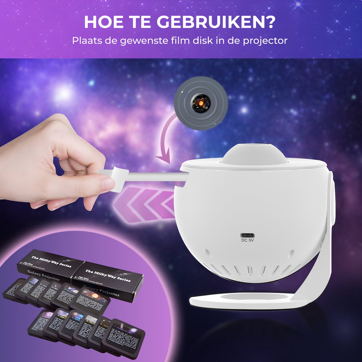 MostEssential Premium 12-in-1-Projektorlampe - 3000 lm - USB - Weiße Ausführung