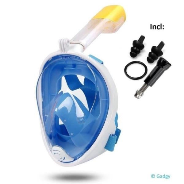 Gadgy Tauchmaske Full Face Kids - Taucherbrille mit Schnorchel - Schnorchelset Kids - Schnorchelmaske - Blau