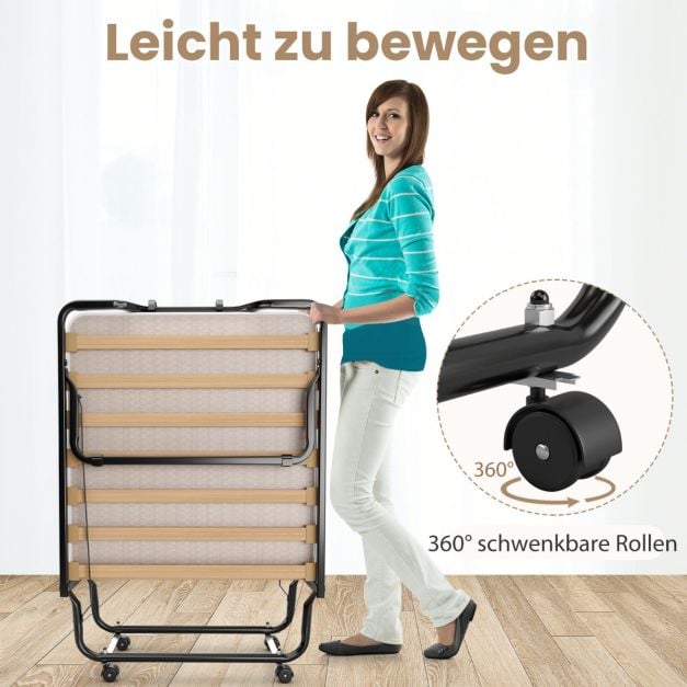 Coast – Italienisches Klappbett mit Matratze – 200 x 90 x 41 cm – Beige