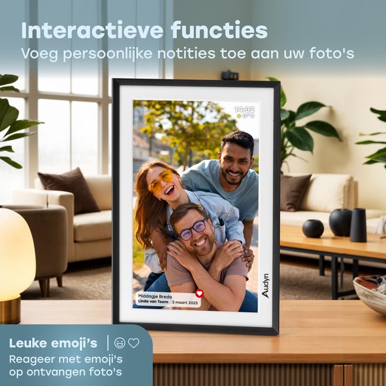 Audyn Digitaler Fotorahmen - HD - mit WiFi - 16GB - IPS Touchscreen - funktioniert mit Frameo App - Fotorahmen